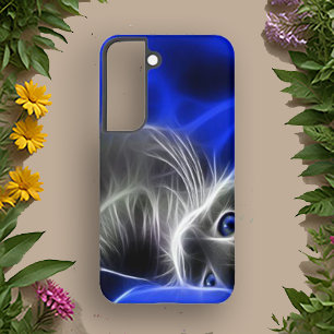 Elektrische Blaue Katze Leuchtendes abstraktes H Samsung Galaxy Hülle