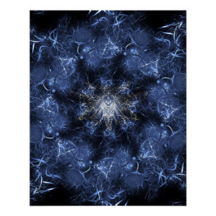 Elektrische Blaue Plasma-Fraktal-Kunst Poster