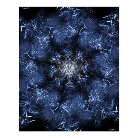 Elektrische Blaue Plasma-Fraktal-Kunst Poster (Vorderseite)