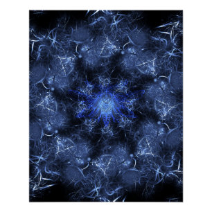 Elektrische Blaue Plasma-Fraktal-Kunst Poster