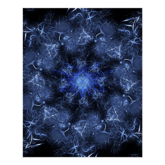 Elektrische Blaue Plasma-Fraktal-Kunst Poster (Vorderseite)