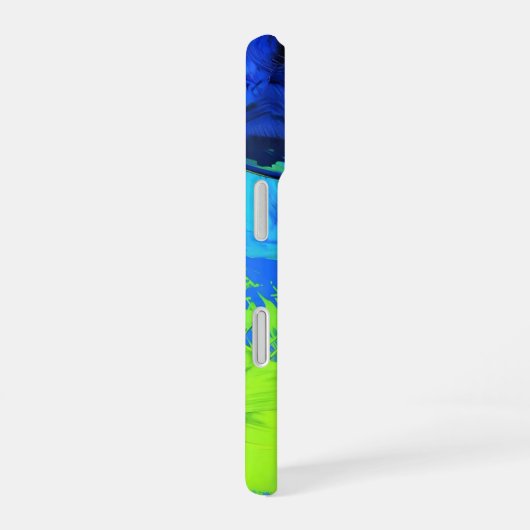 Elektrische blaue und grüne Schlaganfälle _ iPhone iPhone 16 Hülle (Rechte Seite)