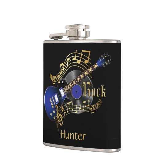 Elektrische blauer Felsen-Gitarre - Schwarzes Flachmann (Links)