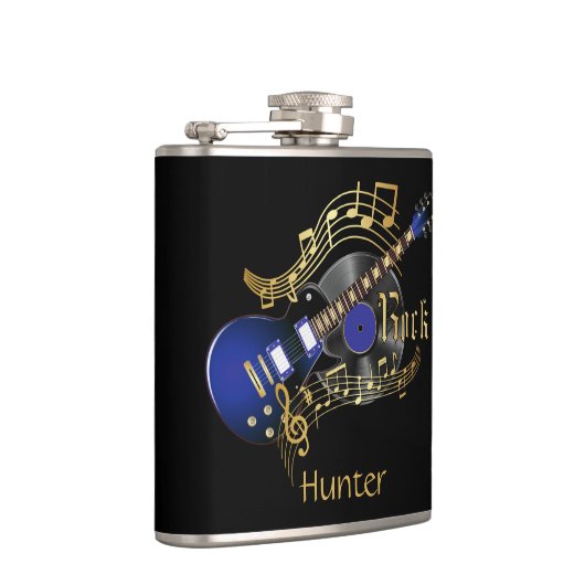 Elektrische blauer Felsen-Gitarre - Schwarzes Flachmann (Rechts)