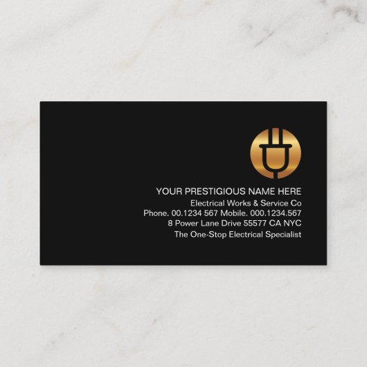 Elektrische Blitzgeräte-Power - Goldblase Visitenkarte (Rückseite)