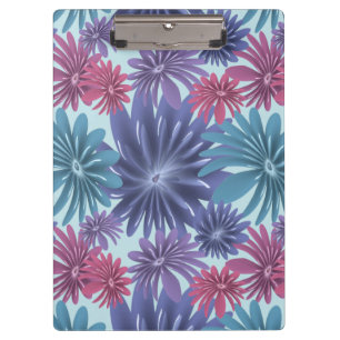 Elektrische Blüte: Glänzendes Blau und Rosa floral Klemmbrett