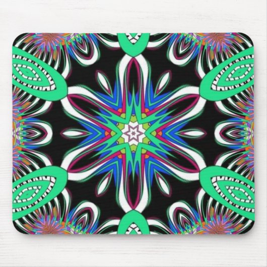 Elektrische Blütenmandala Mousepad (Vorne)