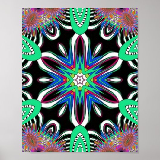Elektrische Blütenmandala Poster (Vorne)