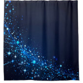 Elektrische Eleganz: Neon Blue Glitzern Bad Duschvorhang (Vorderseite)