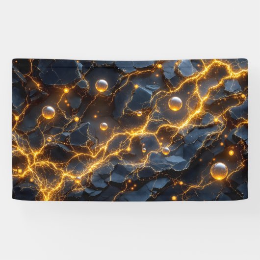 Elektrische Energie Abstrakt mit goldenem Blitz Banner (Horizontal)