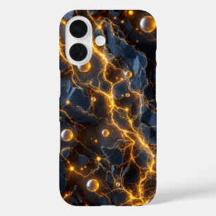 Elektrische Energie Abstrakt mit goldenem Blitz iPhone 16 Hülle
