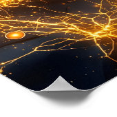 Elektrische Energie Abstrakt mit goldenem Blitz Poster (Ecke)