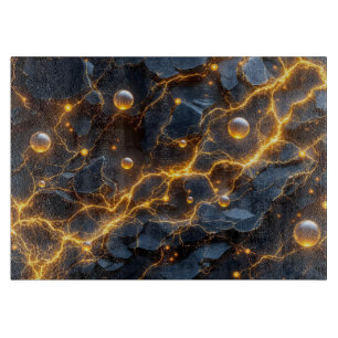 Elektrische Energie Abstrakt mit goldenem Blitz Schneidebrett