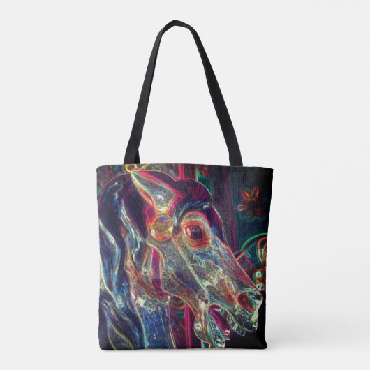 Elektrische Farben Fiery Steed Carousel Pferdekuns Tasche (Rückseite)