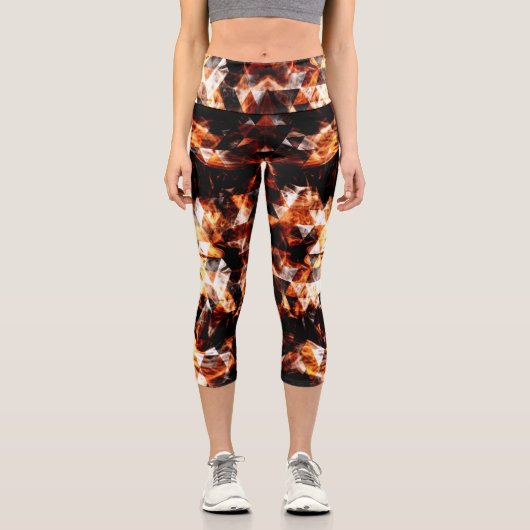 Elektrische Flammen aus funkelnd orangefarbenem Dr Capri Leggings (Vorderseite)