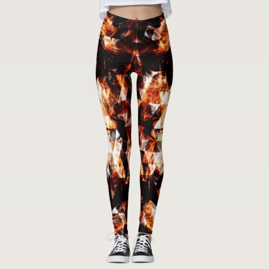 Elektrische Flammen aus funkelnd orangefarbenem Dr Leggings (Vorderseite)