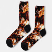 Elektrische Flammen aus funkelnd orangefarbenem Dr Socken (Linkes Detail)