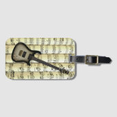 Elektrische Gitarre 02 über Rolled Sheet Music ~ Gepäckanhänger (Vorderseite (Horizontal))