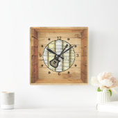 Elektrische Gitarre ~ 3 Dimensionen ~ Folk Art Box Quadratische Wanduhr (Zuhause)