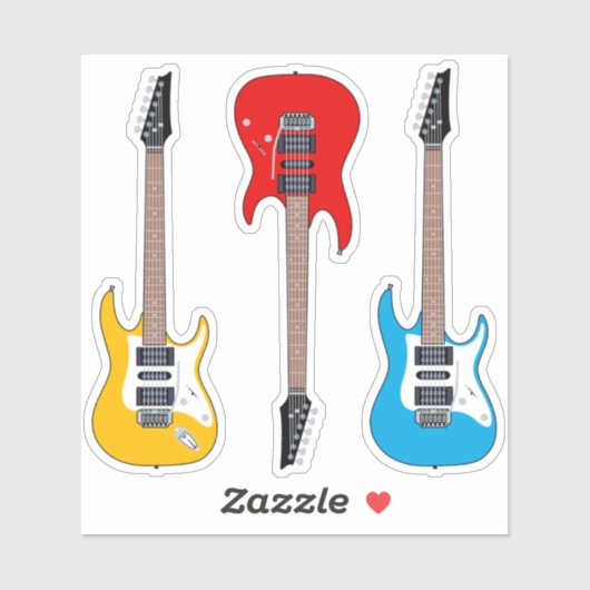 Elektrische Gitarre 3 Stk. ! Aufkleber (Blatt)