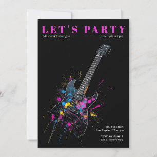 Elektrische Gitarre Geburtstagsparty Einladung