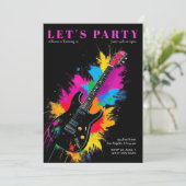 Elektrische Gitarre Geburtstagsparty Einladung (Stehend Vorderseite)