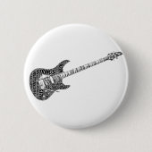 Elektrische Gitarre gestaltete Word Art Black Text Button (Vorderseite)