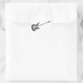 Elektrische Gitarre gestaltete Word Art Black Text Runder Aufkleber (Tasche)
