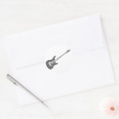 Elektrische Gitarre gestaltete Word Art Black Text Runder Aufkleber (Umschlag)