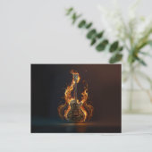 Elektrische Gitarre in Brand Postkarte (Stehend Vorderseite)