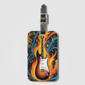 Elektrische Gitarre in Flammen Gepäckanhänger (Vorderseite Vertikal)