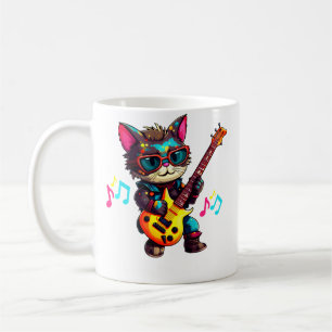 Elektrische Gitarre Katze Rockmusik Gitarre Spiele Kaffeetasse