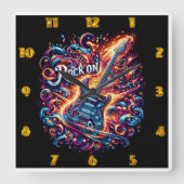 Elektrische Gitarre mit dynamischen Wirbel Quadratische Wanduhr (Vorderseite)