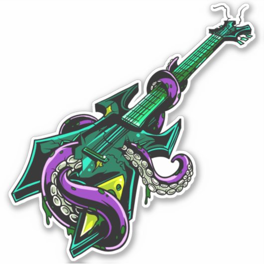 Elektrische Gitarre mit lila Oktopusmusik Aufkleber (Vorderseite)