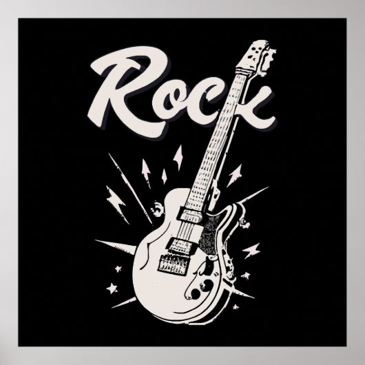 Elektrische Gitarre mit Rockwort Poster (Vorne)