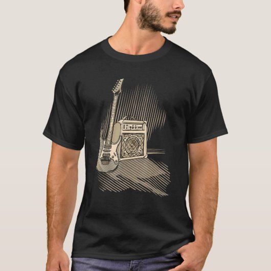 Elektrische Gitarre mit Verstärker Rock & Roll Mus T-Shirt (Vorderseite)