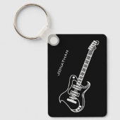Elektrische Gitarre Moderne Minimal Schwarz Person Schlüsselanhänger (Vorderseite)