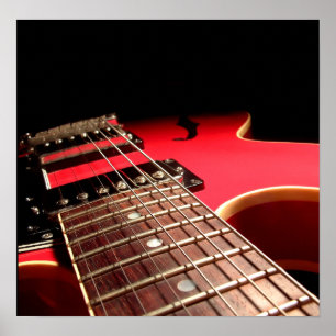 Elektrische Gitarre Nah hoch - Original Red Poster