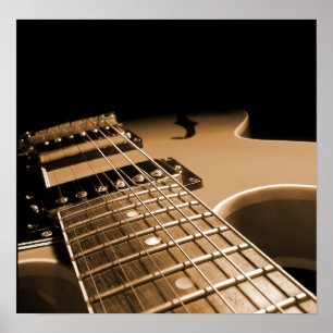 Elektrische Gitarre Nah hoch - scharfe Orange Poster