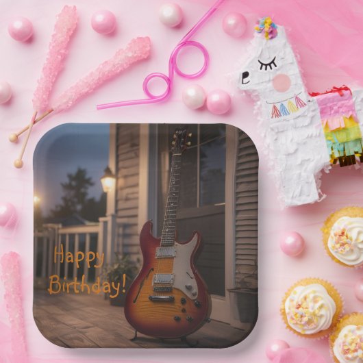 Elektrische Gitarre Pappteller (Party)