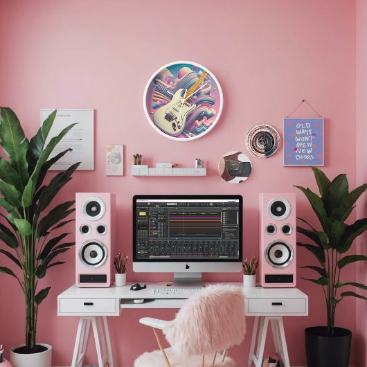 Elektrische Gitarre Pastel Pink Y2K Vaporwave Uhr