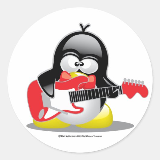 Elektrische Gitarre Penguin Runder Aufkleber (Vorderseite)