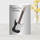 Elektrische Gitarre Personalisiert 21. Geburtstag Karte (Gelbe Blume)