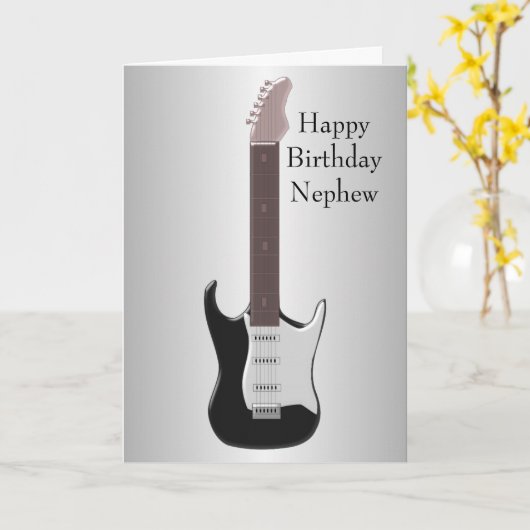 Elektrische Gitarre Personalisiert Nephew Geburtst Karte (Gelbe Blume)