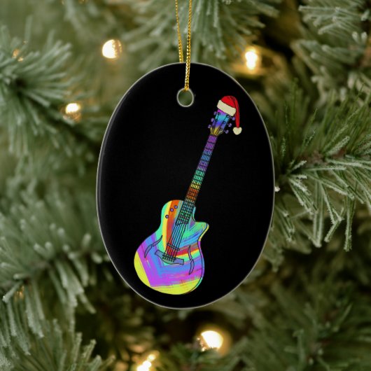 Elektrische Gitarre Psychedelic Santa Keramik Ornament (Baum)