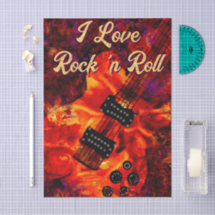 Elektrische Gitarre Red Black Rock'n'Roll Decoupag Seidenpapier