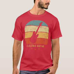 Elektrische Gitarre Retro-Sonnen-Design für Gitarr T-Shirt