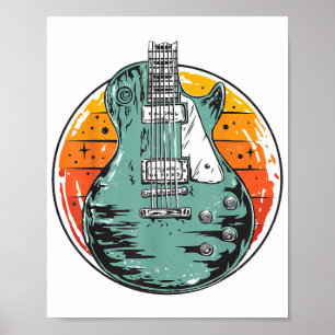Elektrische Gitarre Retro Vintage Musikband Gu Poster