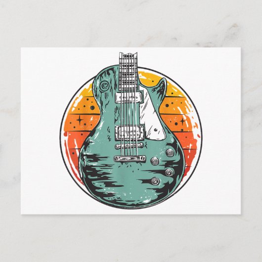 Elektrische Gitarre Retro Vintage Musikband Gu Postkarte (Vorderseite)