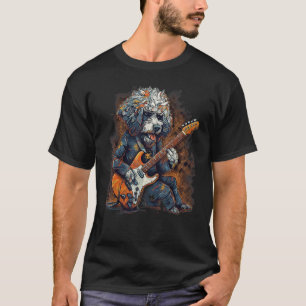 Elektrische Gitarre Rockmusik Sheepadoodle Hund T-Shirt